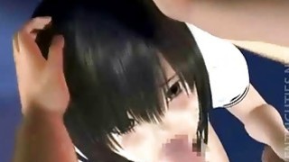 Sekolahan hentai 3D Jepang makan dua penis